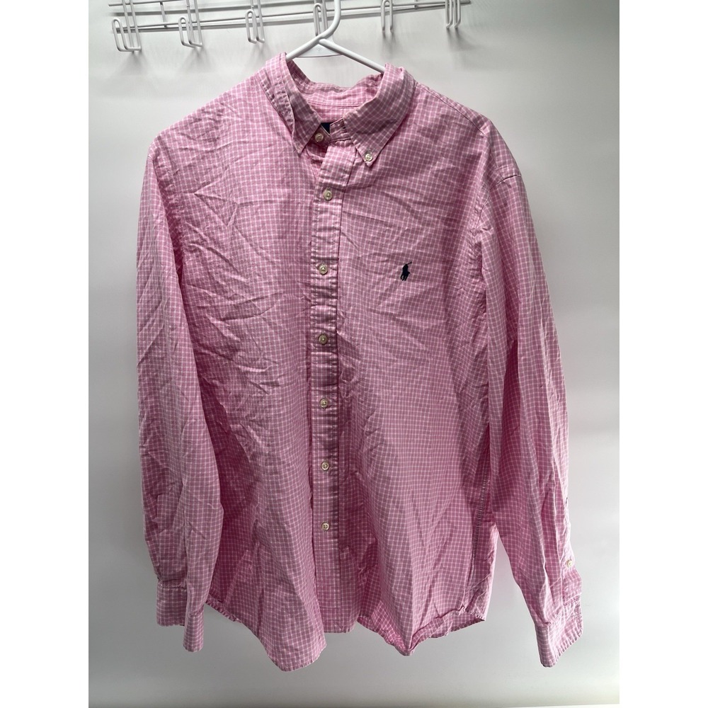 Polo ralph Lauren Men's XL Pink button down Long Sleeve shirt Easter Peppy